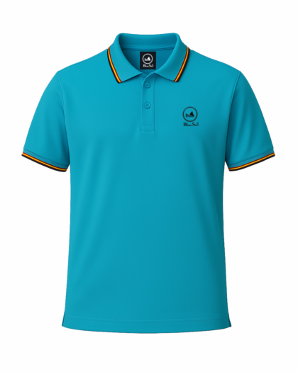 Blue Sail Men’s Classic Basic Polo Shirt - Aqua Blue