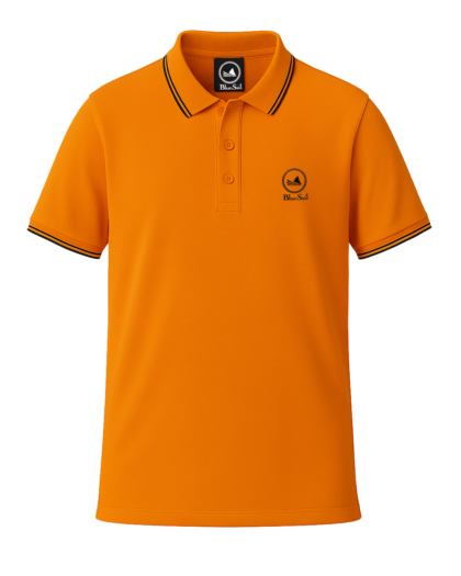 Blue Sail Men’s Classic Basic Polo Shirt - Vibrant Orange