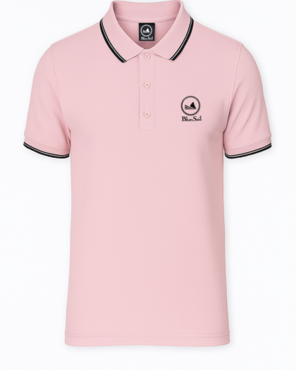 Blue Sail Men’s Classic Basic Polo Shirt - Baby Pink