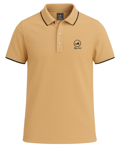 Blue Sail Men’s Classic Basic Polo Shirt - Beige