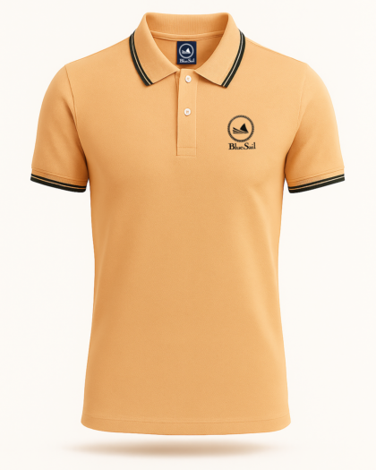Blue Sail Men’s Classic Basic Polo Shirt - Light Tan