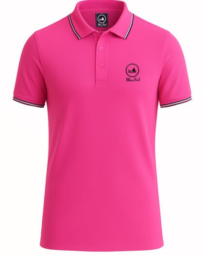 Blue Sail Men’s Classic Basic Polo Shirt - Hot Pink