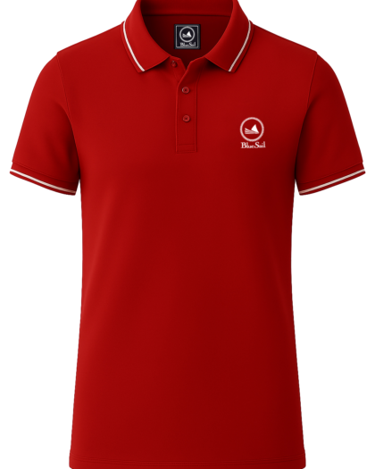 Blue Sail Men’s Classic Basic Polo Shirt - Classic Red