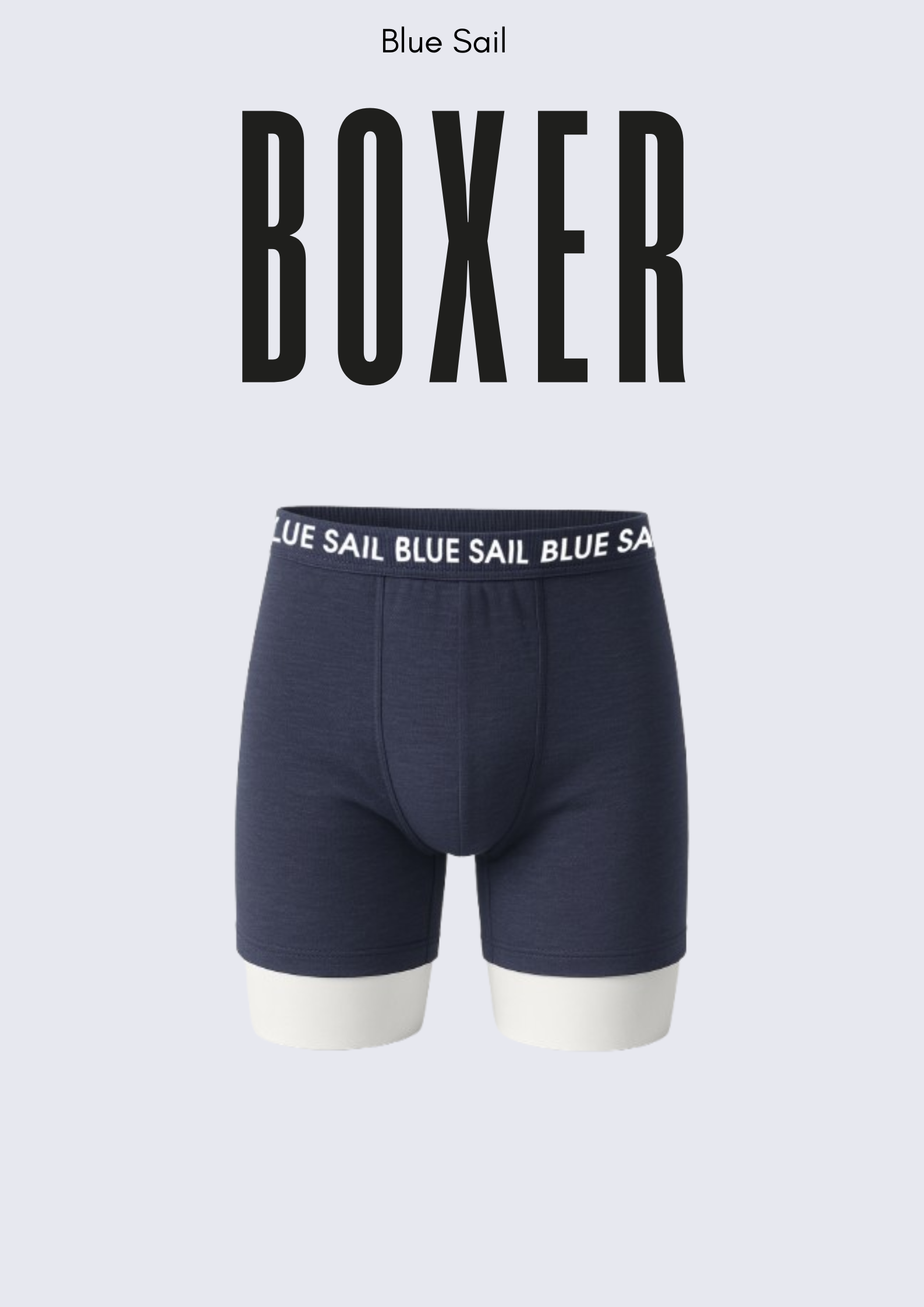 Men's black boxer shorts with white print on a white backround, with BOXER text above